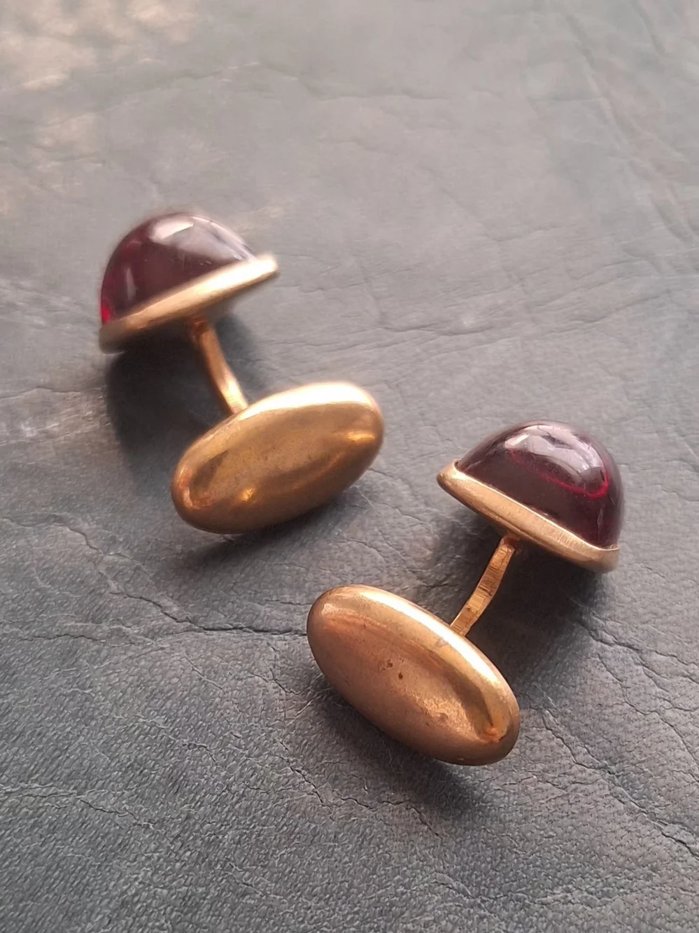 Vintage Red and Gold Men's Cuff Links Cufflinks